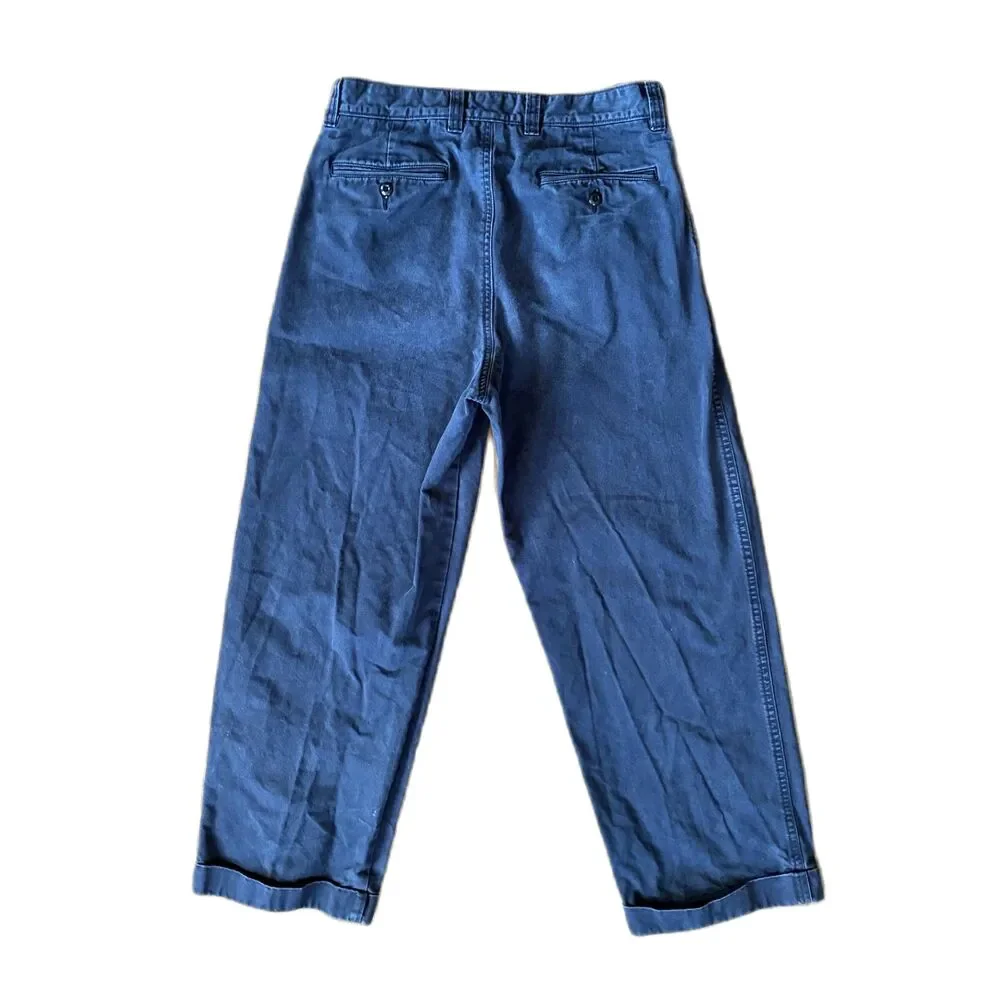 Vintage J. CREW Blue Oarsman Wide Leg Barrel Pants Trousers   Mens Size 29
